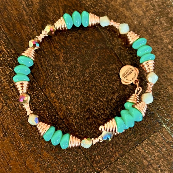 ALEX AND ANI Turquoise and Gold Beaded Bracelet  HAVEN WRAP - Picture 1 of 2